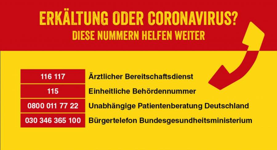 Erkältung oder Coronavirus? Diese Nummern helfen weiter. (© ASB)